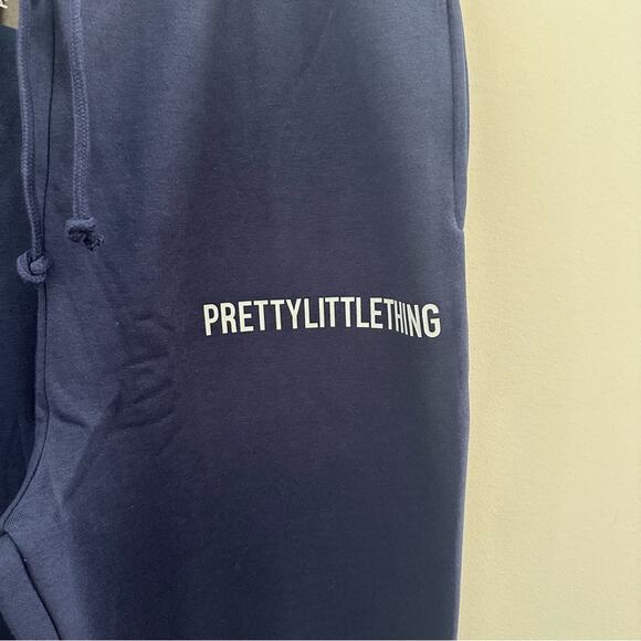 PrettyLittleThing High Waisted Cuffed Navy Joggers Large NWT - Picture 3 of 6